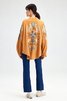 Cinnamon Embroidered Linen Kimono Jacket, 5 of 7