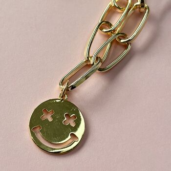 You're Smiling Again Fun Smiley Chunky Chain Necklace, 3 of 4