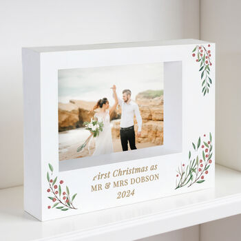 Personalised Christmas Foliage 5x7 Box Photo Frame, 3 of 6