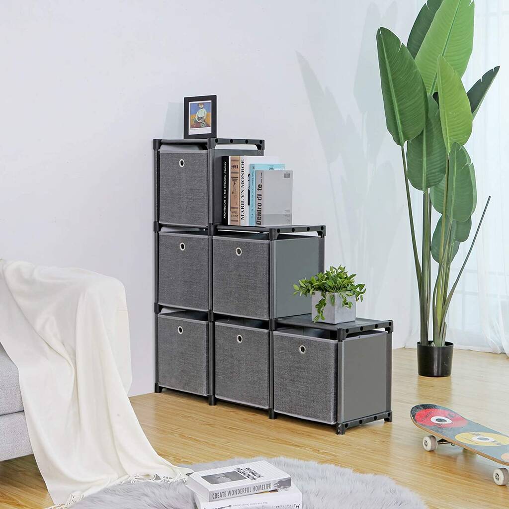 Six Cubes Storage Boxes Ladder Storage Organiser Unit By Momentum