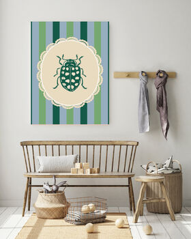 Green Ladybird Stripy Art Print, 3 of 4