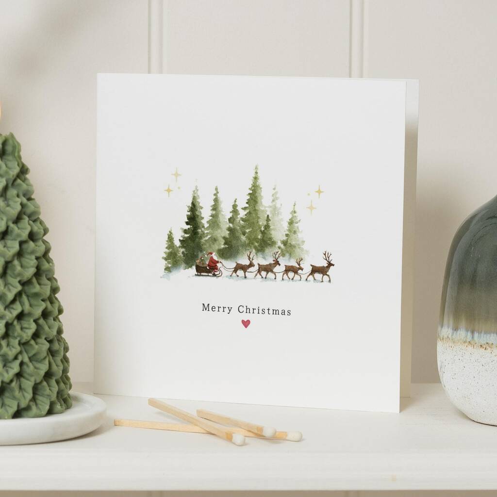 Personalised Santa And Reindeer Christmas Card, 1 of 7