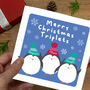 Triplets Christmas Card, Cute Penguins, thumbnail 1 of 2