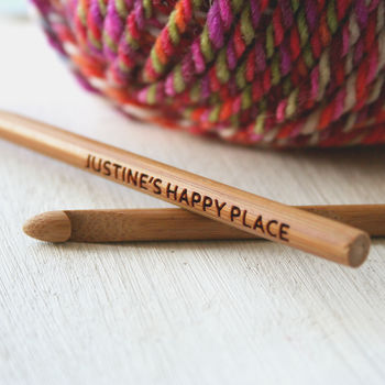Personalised Happy Place Bamboo Crochet Hook, 4 of 4