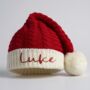 Personalised Baby Santa Christmas Knit Red Hat, thumbnail 1 of 6