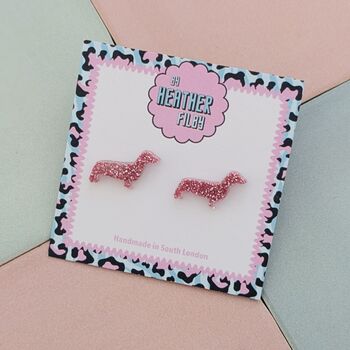 Glitter Sausage Dog Earrings *More Colours Available*, 3 of 12