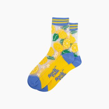 Lemons Fruit Combed Cotton Sheer Pop Socks, 3 of 4