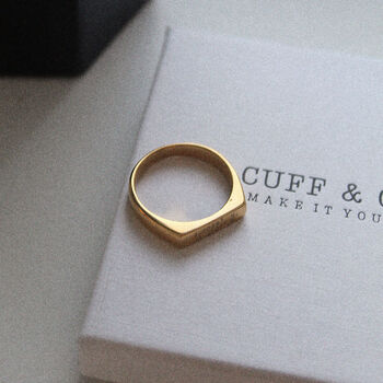 Gold Colour Personalised Signet Ring, 7 of 7