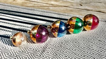 Set Of Five Colourful Glass And Copper Garden Sculptures, 10 of 11