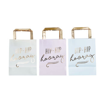 Pastel Gold Foiled Hip Hip Hooray Party Bags, 2 of 3