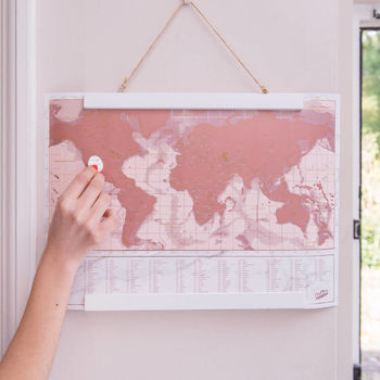 Personalised Framed Metallic Rose Travel Scratch Map, 2 of 4