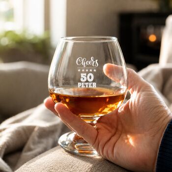 50th Birthday Gift Brandy Snifter Glass, 3 of 7