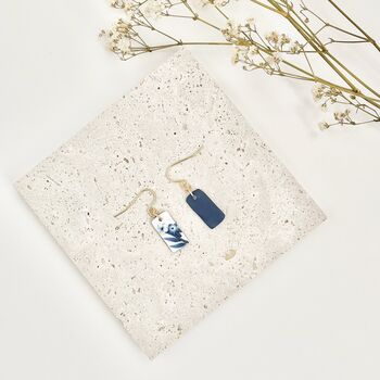 Delicate Blue Floral Handmade Clay Dangle Earrings, 4 of 6