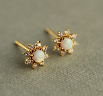 Opal Flower Stud Earrings, 5 of 7