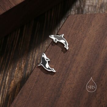 Killer Whale Stud Earrings In Sterling Silver, 7 of 12