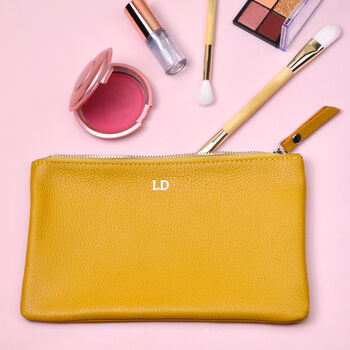Personalised Monogram Leather Cosmetics Pouch, 5 of 9