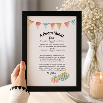 Personalised 70th Birthday Gift Print Special Poem, 2 of 10