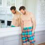 Men's 'Acorn Squash' Check Brushed Cotton Sleep Shorts, thumbnail 3 of 4