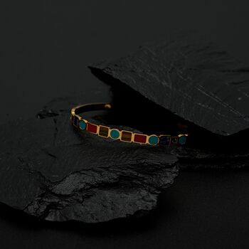 Mens Custom Engraving Stone Bangle Bracelet, Cuff Bracelet, Adjustable Jewellery, 3 of 8