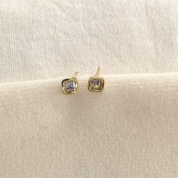 Cushion Cut Diamond Earrings On Sterling Silver, 3 of 6