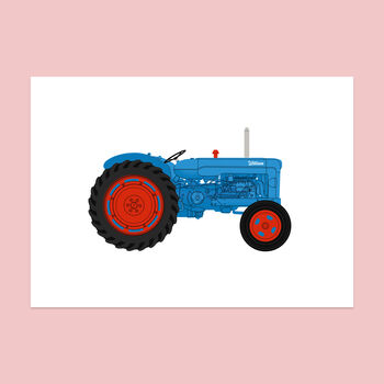 Fordson Major Tractor Seven Colour Screen Print Blue, 5 of 5
