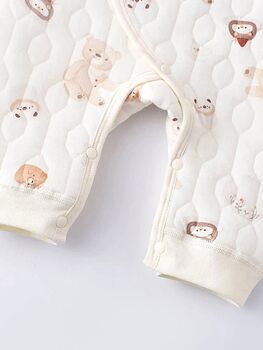 Teddy Bear Tea Party Wrap Baby Romper, 2 of 3