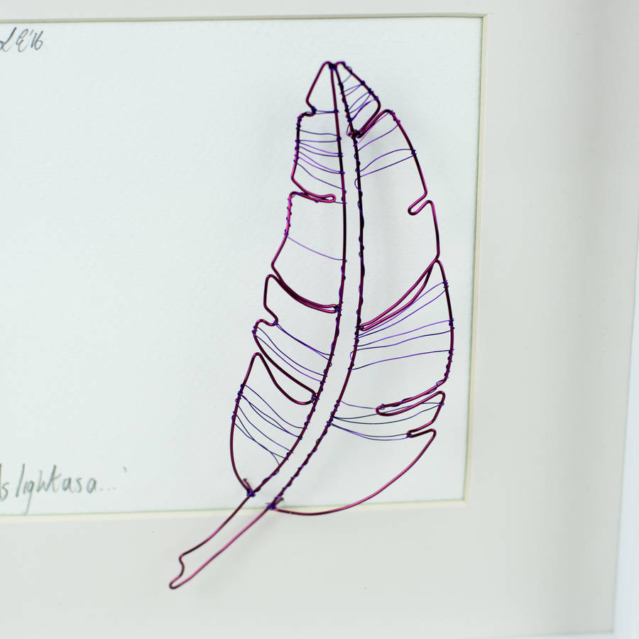 Framed Original 2D Wire As Light A Feather Artwork Framed Original 2D Wire As Light A Feather Artwork