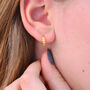 Mini Gold Leaf Huggie Hoop Earrings, thumbnail 4 of 6