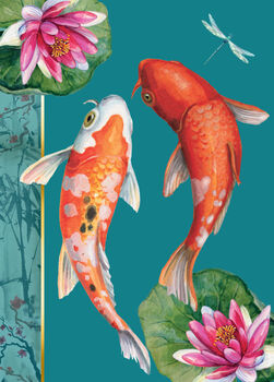 All Occasions Blank Koi Fish Card With Gold Detail, 2 of 3