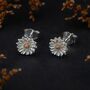Sterling Silver September Aster Birth Flower Stud Earrings, thumbnail 3 of 4