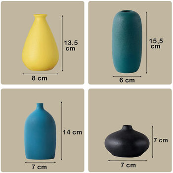 Set Of Four Small Ceramic Mini Matte Flower Vases, 4 of 4