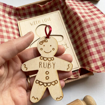Personalised Wooden Gingerbread Decoration Gift Set, 4 of 4
