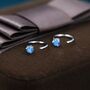 Aquamarine Blue Cz Crystal Huggie Hoop Earrings, thumbnail 1 of 10