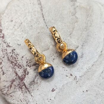 The Orb Lapis Lazuli September Birthstone Earrings, 4 of 6