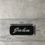 Vintage Style Brush Script Embroidered Name Black Patch, thumbnail 2 of 5