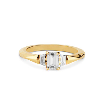 18ct Yellow Gold And 0.4ct Emerald Cut Diamond Ring, 2 of 2