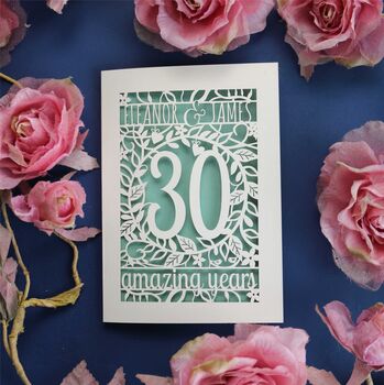 Personalised Papercut Flower Anniversary Card, 2 of 12