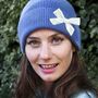 Cashmere Wool Personalised Velvet Bow Winter Hat, thumbnail 2 of 6