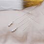 Pearl Trio Threader Earrings In Sterling Silver, thumbnail 3 of 11