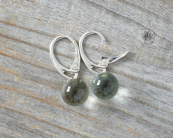 Glass Ball Dangle Earrings In Sterling Silver, 3 of 4