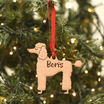 Poodle Personalised Dog Wooden Christmas Decoration, 6 of 7
