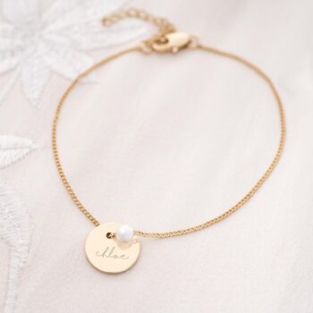 Jessie Initial Disc And Pearl Personalised Bracelet, 4 of 9
