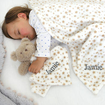 Personalised Unisex Teddy Comforter And Blanket Set, 4 of 8