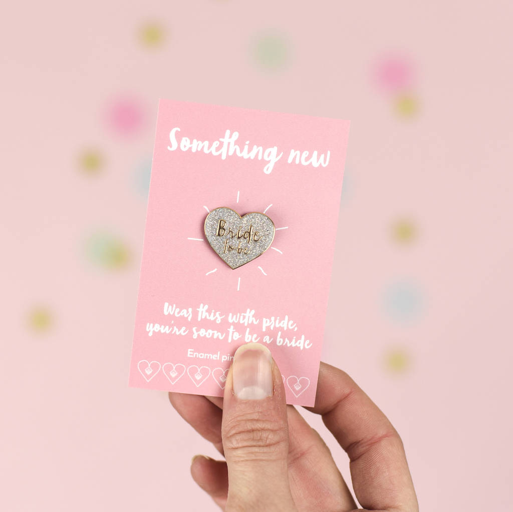 'Bride To Be' Silver Heart Enamel Pin Badge, 1 of 2