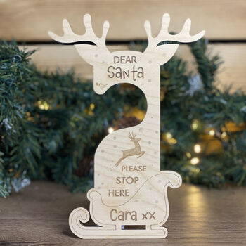 Personalised Reindeer Santa Stop Here Door Hanger, 4 of 4