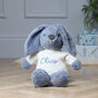 Personalised Max And Boo Large Bunny Soft Toy In Blue, Green And Chestnut, thumbnail 2 of 11