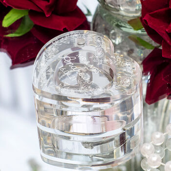 Floral Frame Acrylic Heart Wedding Ring Box, 3 of 5