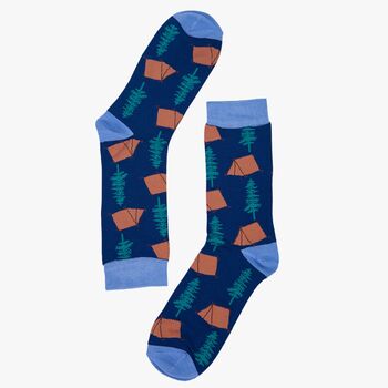 Men's Bamboo Socks Blue Camping, 2 of 2