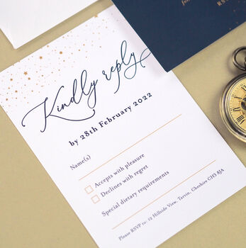 Celeste Navy And Gold Wedding Invitations, 2 of 4