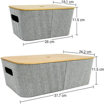 Multipurpose Grey Organizer Box With Bamboo Lid, 6 of 8